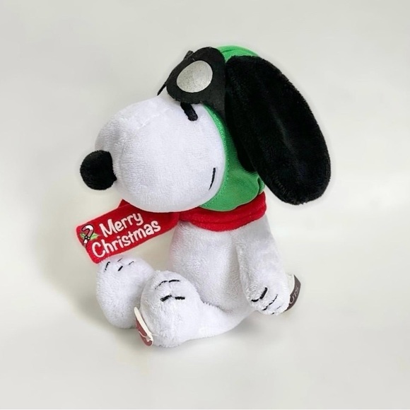 Peanuts Snoopy 9” Flying Ace Aviator Merry Christmas Holiday Dog Plush - Picture 3 of 10